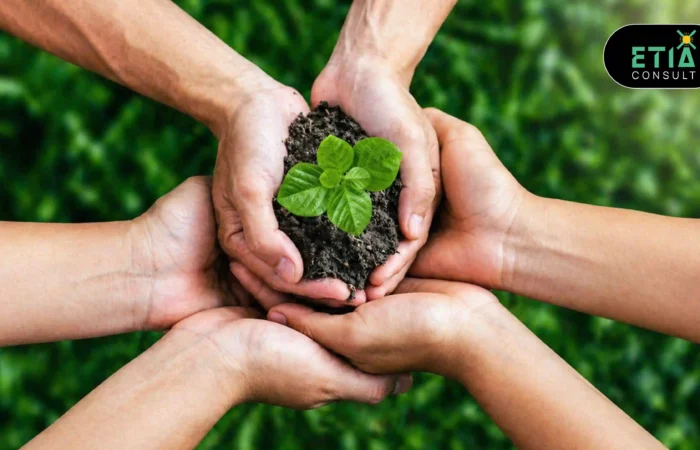 Corporate Social Responsibility concept showing business ethics and sustainability