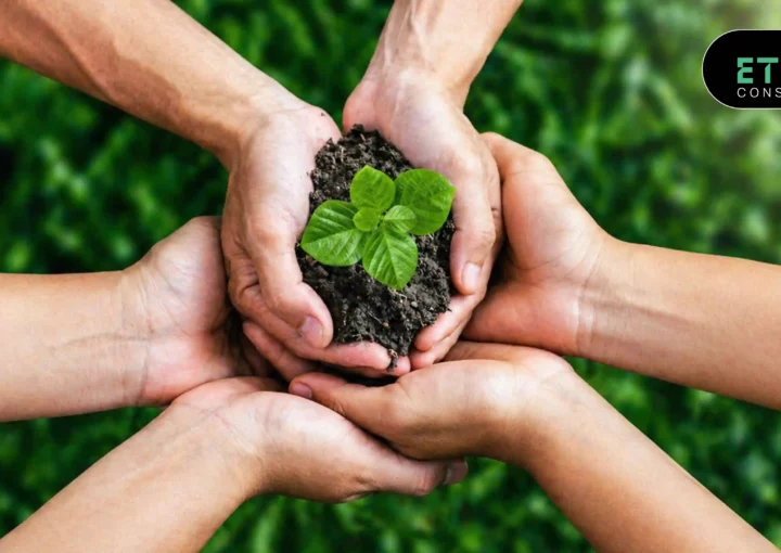 Corporate Social Responsibility concept showing business ethics and sustainability