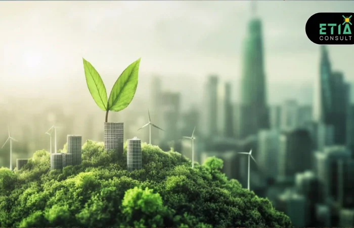 Sustainable finance concept showing green investment growth and eco-friendly financial planning