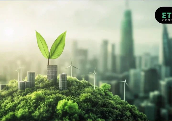 Sustainable finance concept showing green investment growth and eco-friendly financial planning