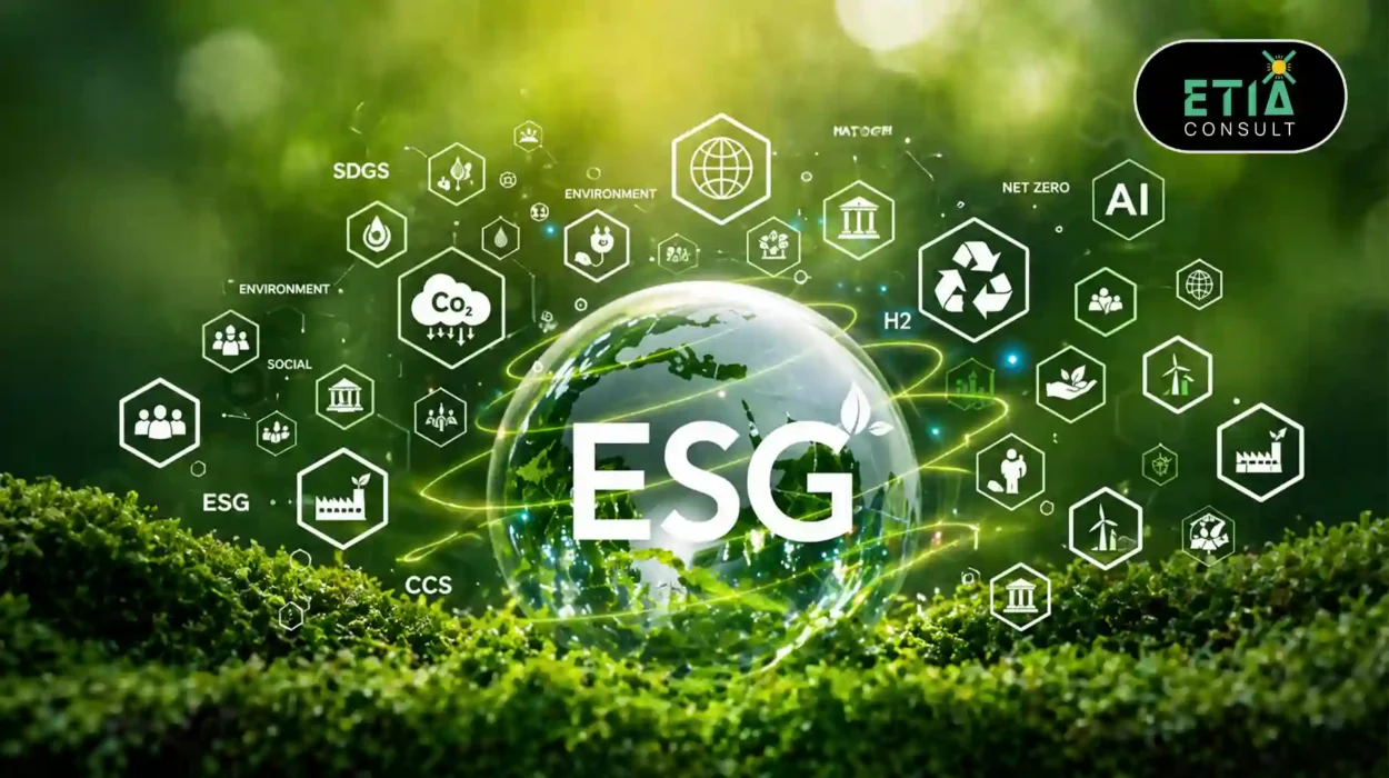 ESG frameworks guiding sustainable business strategy and corporate governance