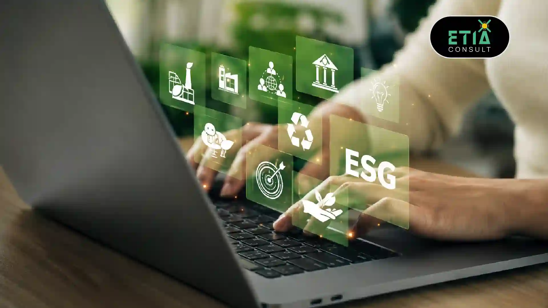 ETIAconsult sustainability team using generative AI tools to organize ESG data, draft CSRD-aligned disclosure narratives, and streamline sustainability reporting workflows for a Netherlands-based energy organization