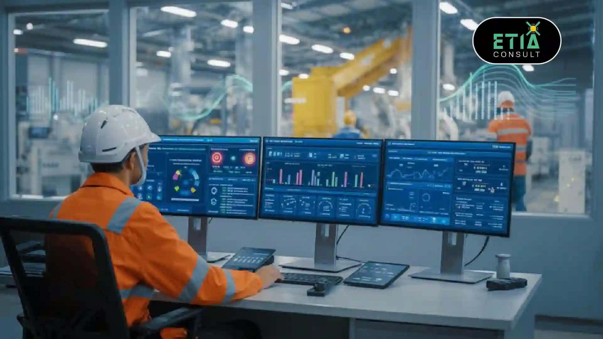 ETRM system implementation and trade lifecycle management — ETIAconsult Netherlands energy trading consultant reviewing an integrated ETRM platform dashboard showing real-time position management, risk analysis, settlement workflows, and regulatory reporting for a European power and gas trading organization