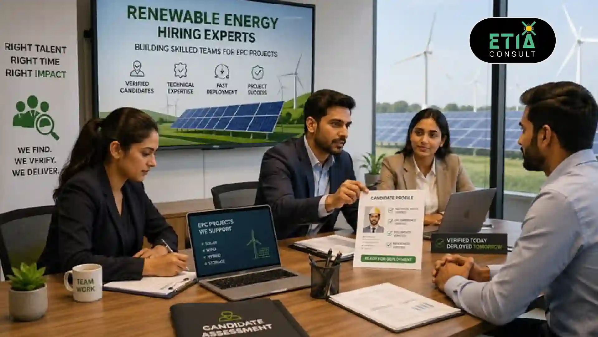 ETIAconsult strategy team reviewing ESG initiatives, sustainable business practices, and corporate sustainability strategy for a Netherlands-based organization