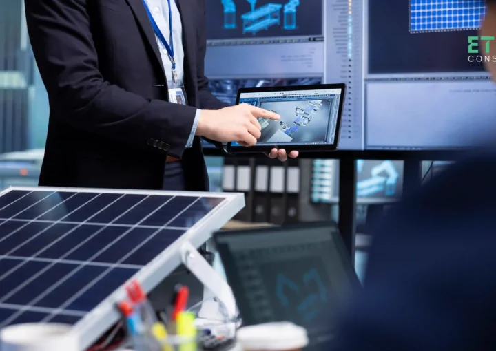 Energy market analytics dashboard showing real-time data, forecasting, and smart decision-making for modern energy businesses