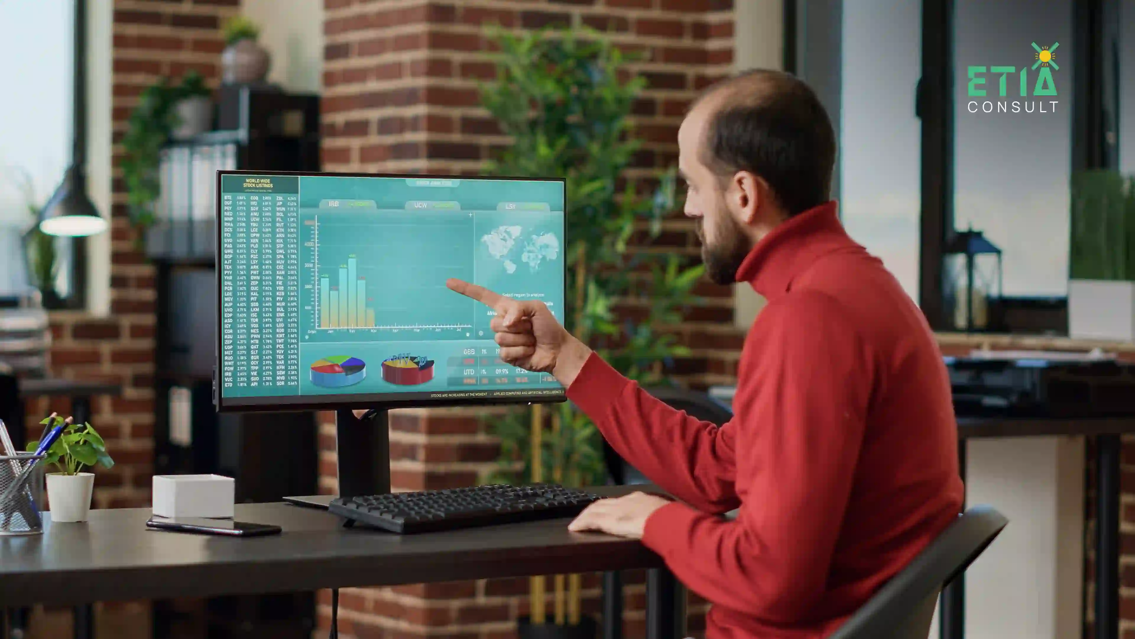 ETIAconsult analytics dashboard built on governed master data showing energy market forecasting and business intelligence reporting