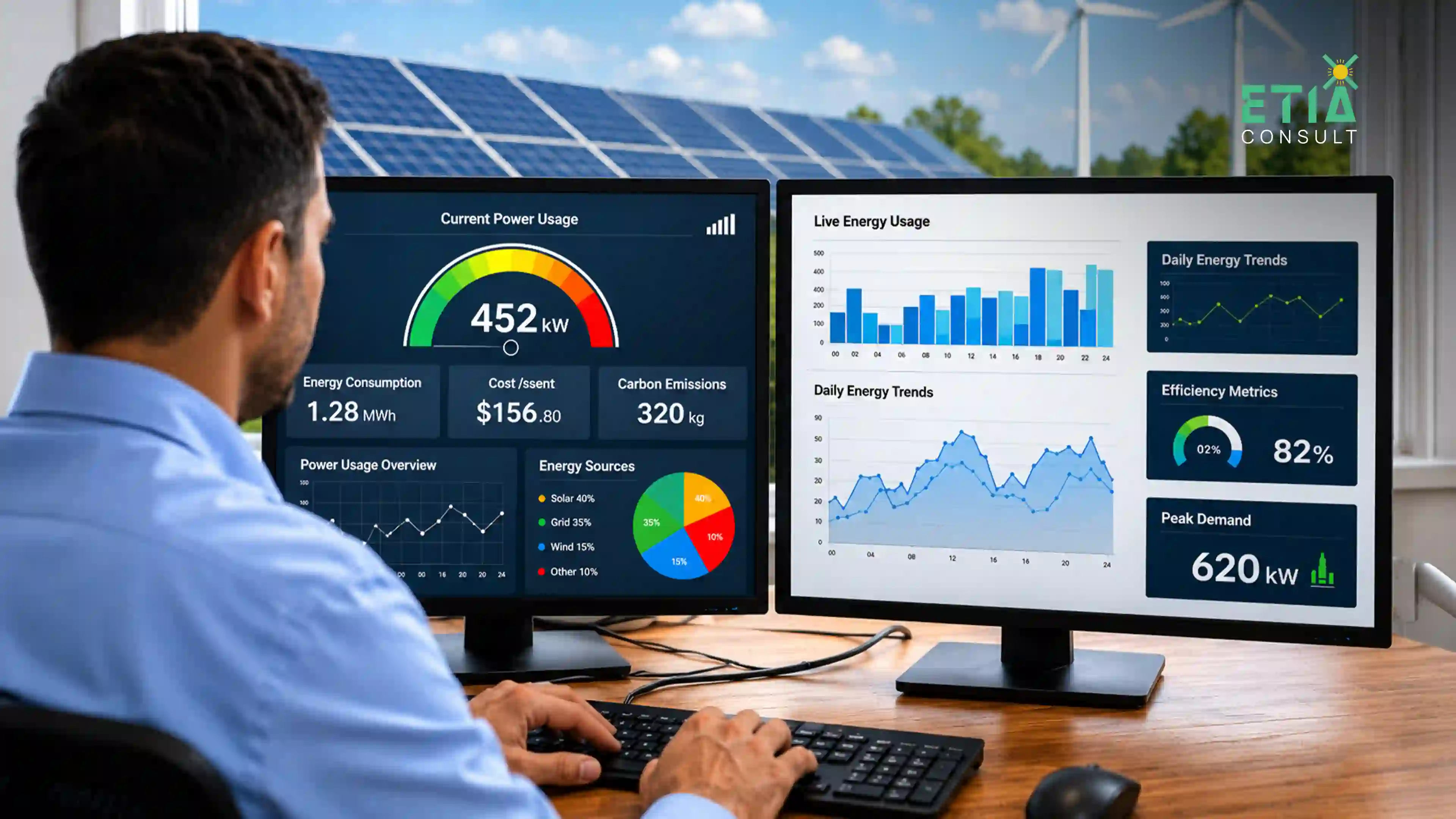 ETIAConsult predictive analytics in energy trading dashboard showing machine learning models forecasting electricity prices and demand