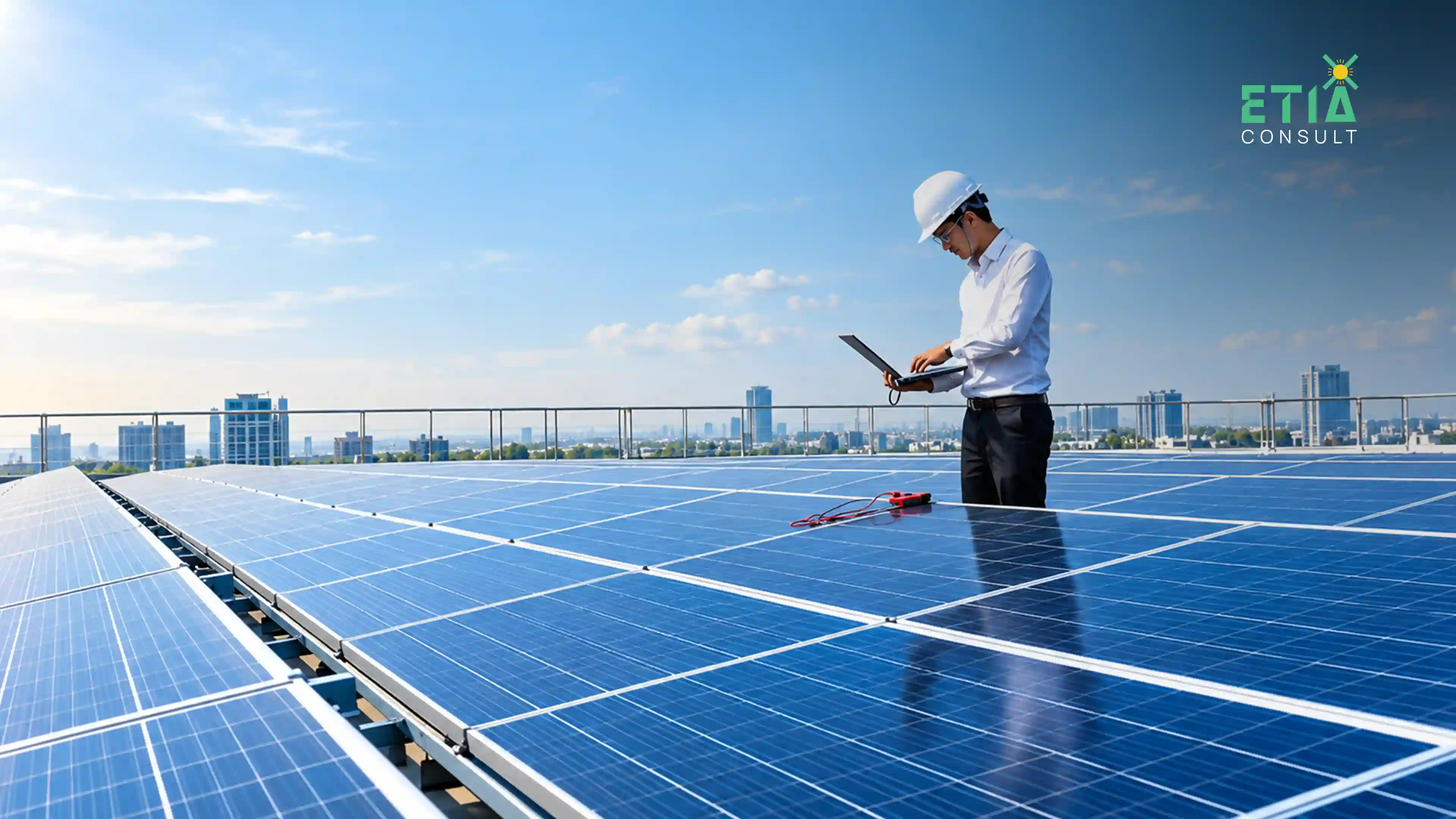 Business team evaluating renewable energy procurement options and long-term energy planning, ETIAconsult Netherlands
